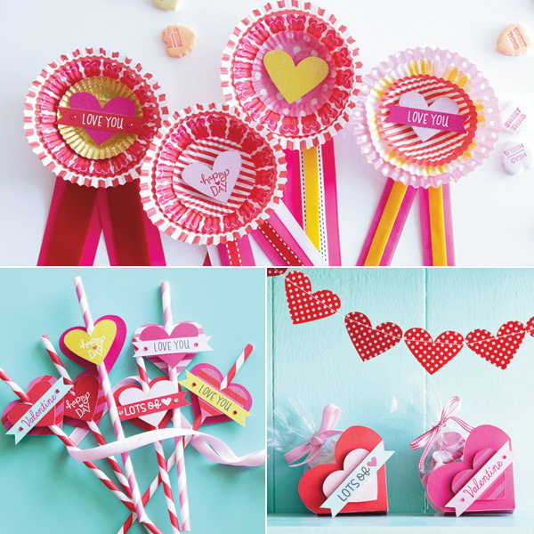 Valentine's Day crafts for kids, including awards, treat toppers and treat boxes.